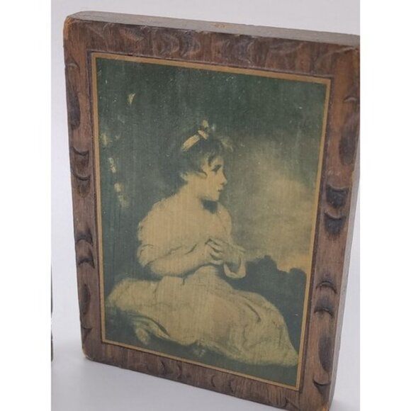 Vintage Wood Block Print Set Age of Innocence Sir Joshua Reynolds Boy Girl - Picture 3 of 7